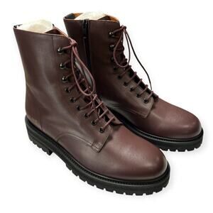 Common Projects Burgundy Leather Combat Boot EU 42 2453 NEW MADE IN ITALY